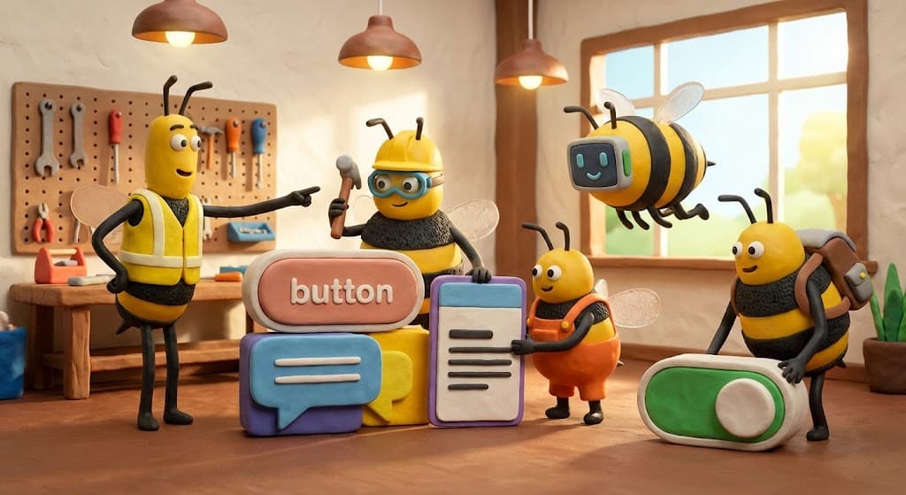 MUSU crew building UI blocks in their workshop